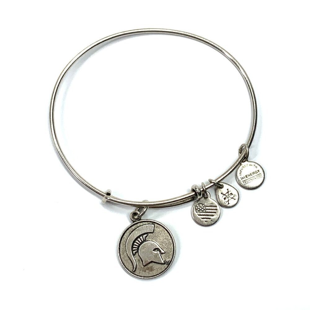 Alex and Ani Michigan State Charm Bracelet Silver Finish - Expands 2"- 3.5